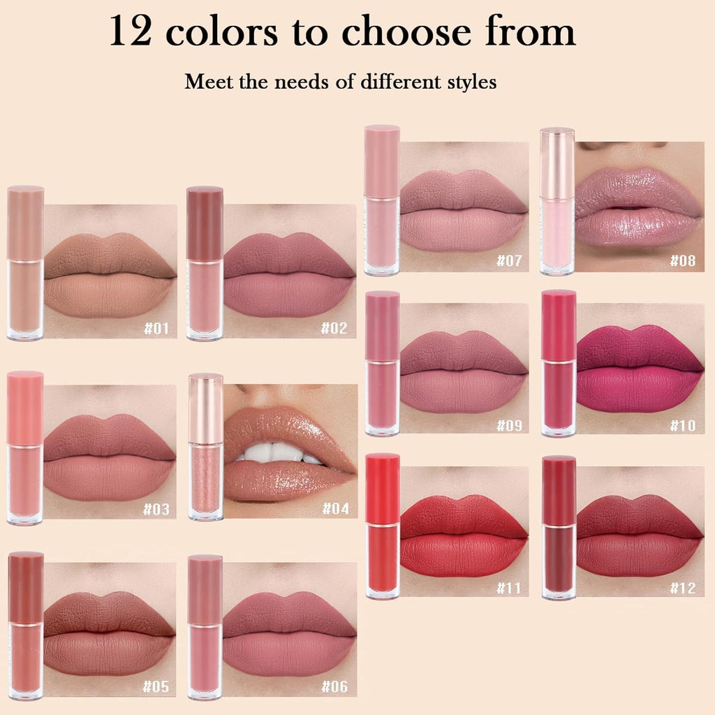 My Colors Matte Liquid Lipstick Set,12 Colors Super Stay Liquid Velvet Lipstick, Waterproof Long Lasting Lip Gloss Set, for Women Girl - Image 2