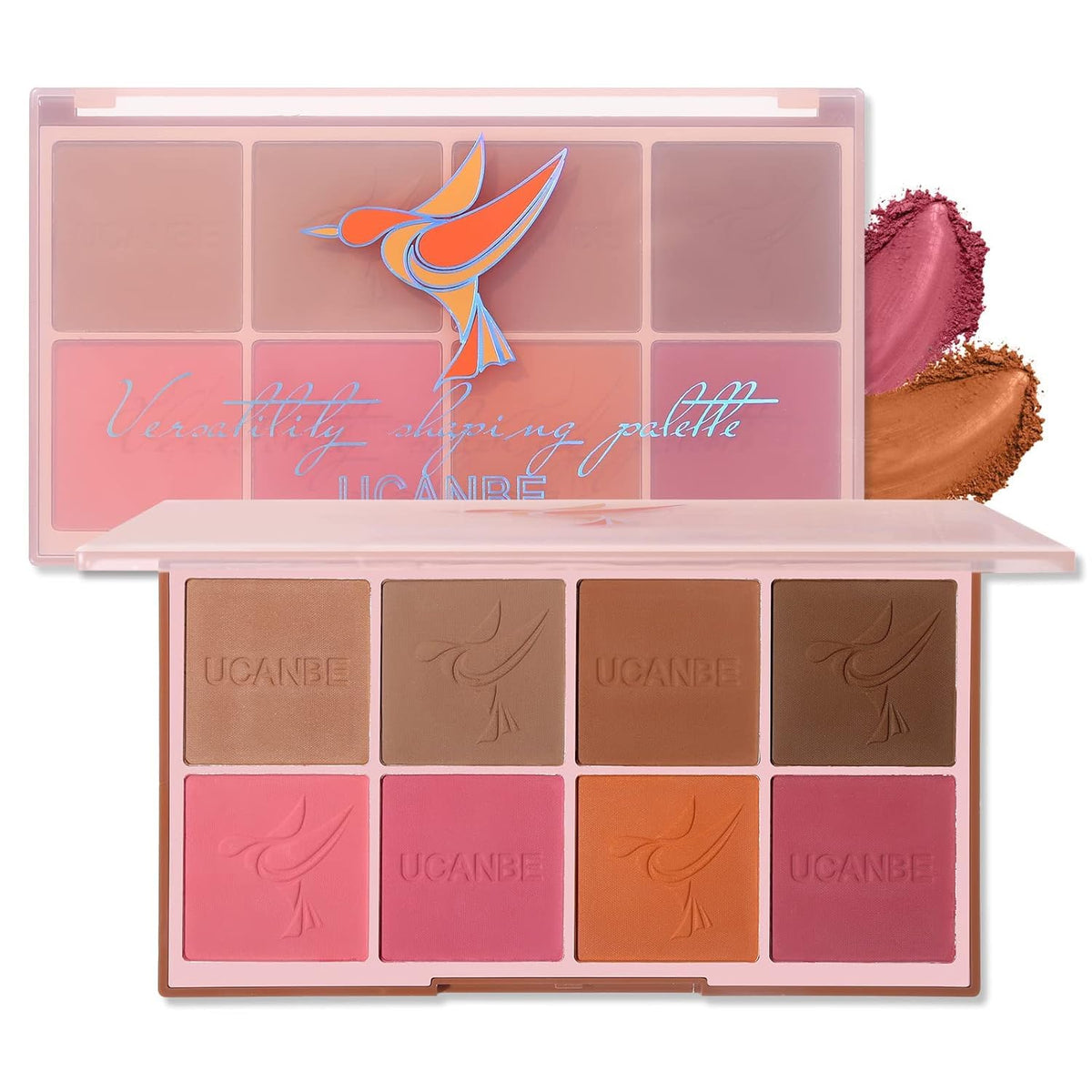 UCANBE 8 Color Blush Makeup Palette - Versatility Face Shaping, Pigmented Matte Smooth Natural Long Lasting Powder Bronzer Blushing Palette