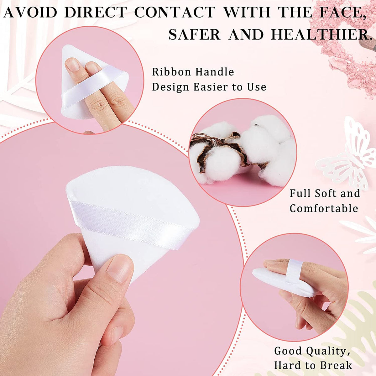 COSLUXE 10 Pieces 6 - Soft Face Triangle Makeup Puff, 4 - Finger Soft Makeup Puff, for Loose Powder Body Cosmetic Foundation Sponges Beauty Blender Makeup Tool Multicolored - Image 8
