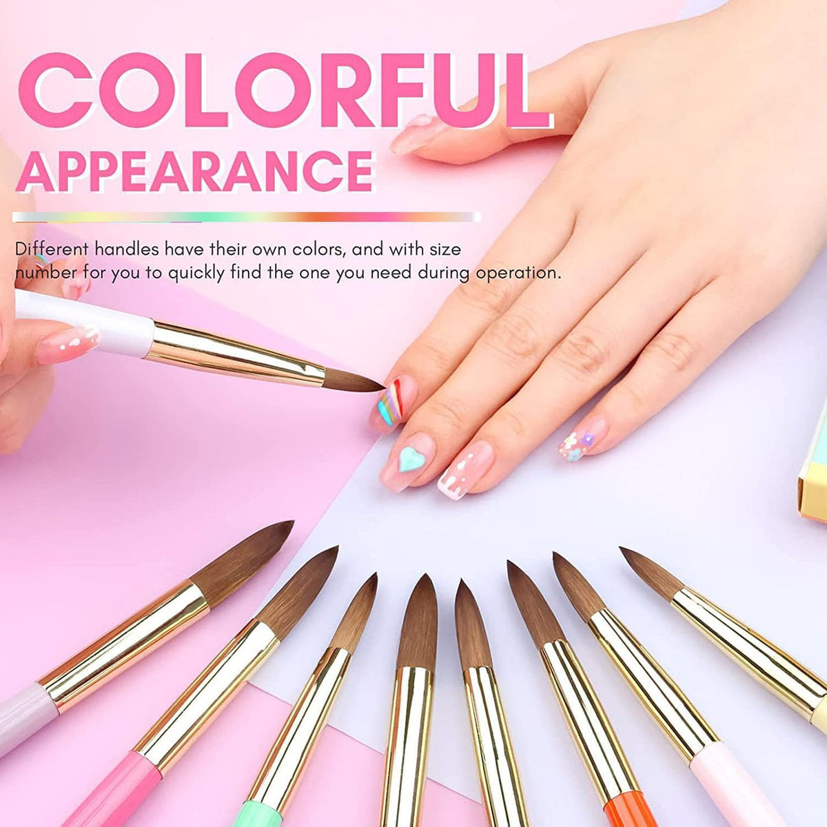 NAILWIND 9PCS Acrylic Nail Brush Set,Nail Art Brushes Set Nail Art Design Pen Painting Tools Fingernail Brush for Acrylic Powder Application Nail Extension 3D Carving Size 4/6/8/10/12/14/16/18/20 - Image 3