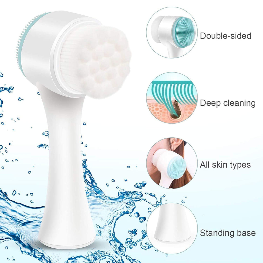 COSLUXE Manual Facial Cleansing brush, 2-in-1 Skin Care face brush, silicone facial scrubber Manual Dual Face Wash Brush for Deep Pore Exfoliation Massaging - Image 7