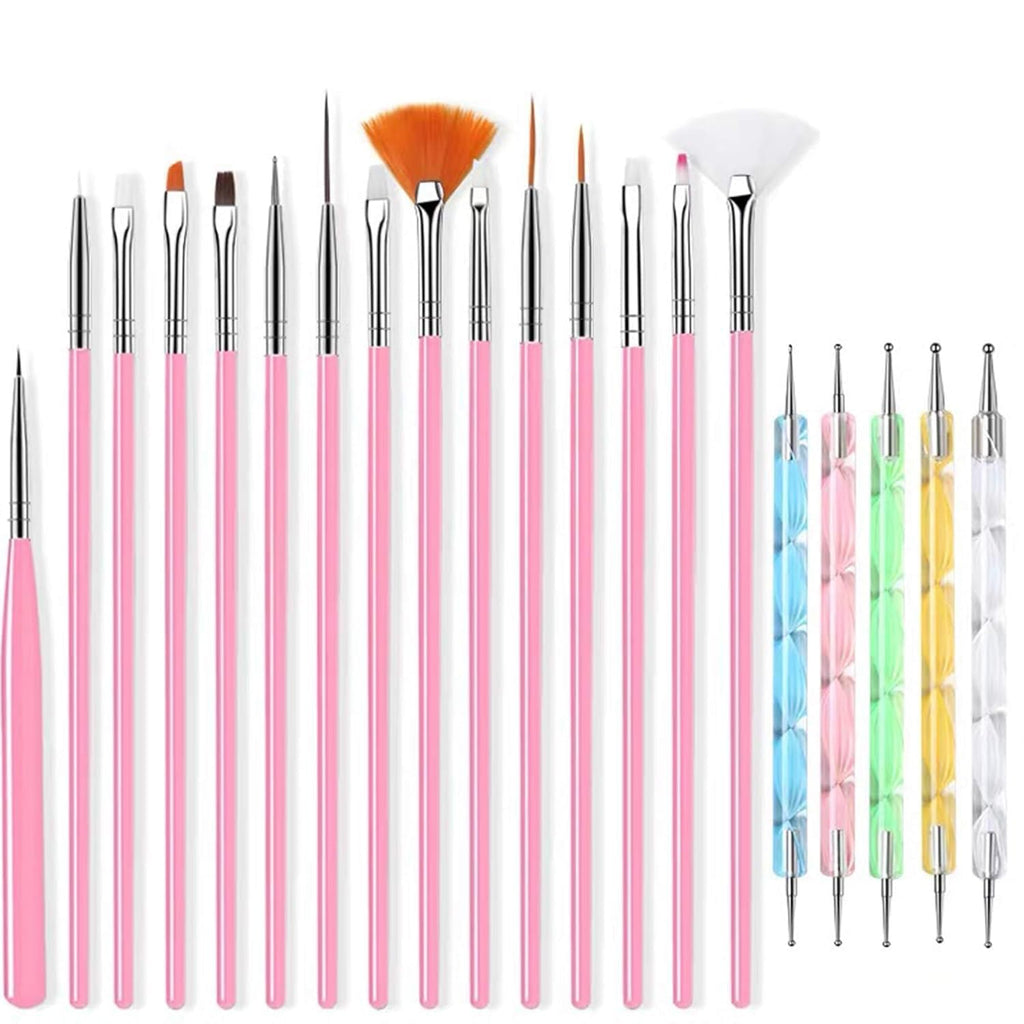 NAILWIND 20 pcs Nail Art Brushes, Nail Art Design Painting and Drawing UV Polish Brush Tool Kit, 15 pcs Nail Art Brushes Kit with 5 pcs Nail Dotting Pens, Multicolored - Image 8