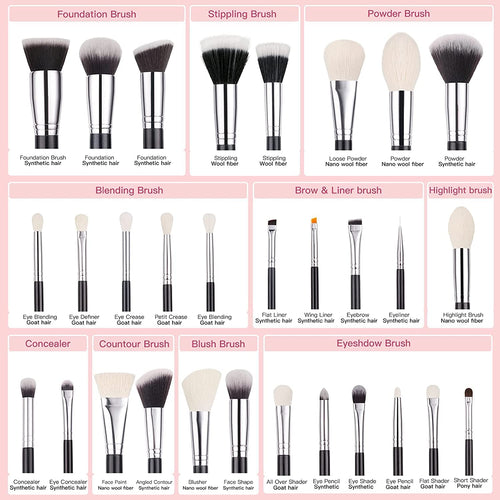 COSLUXE BEILI 30Pcs Professional Makeup Brushes Set Natural Goat Hair Premium Synthetic Kabuki Foundation Blending Brush Face Powder Blush Concealers Eye Shadows Make Up Brushes Set B30 - Image 2