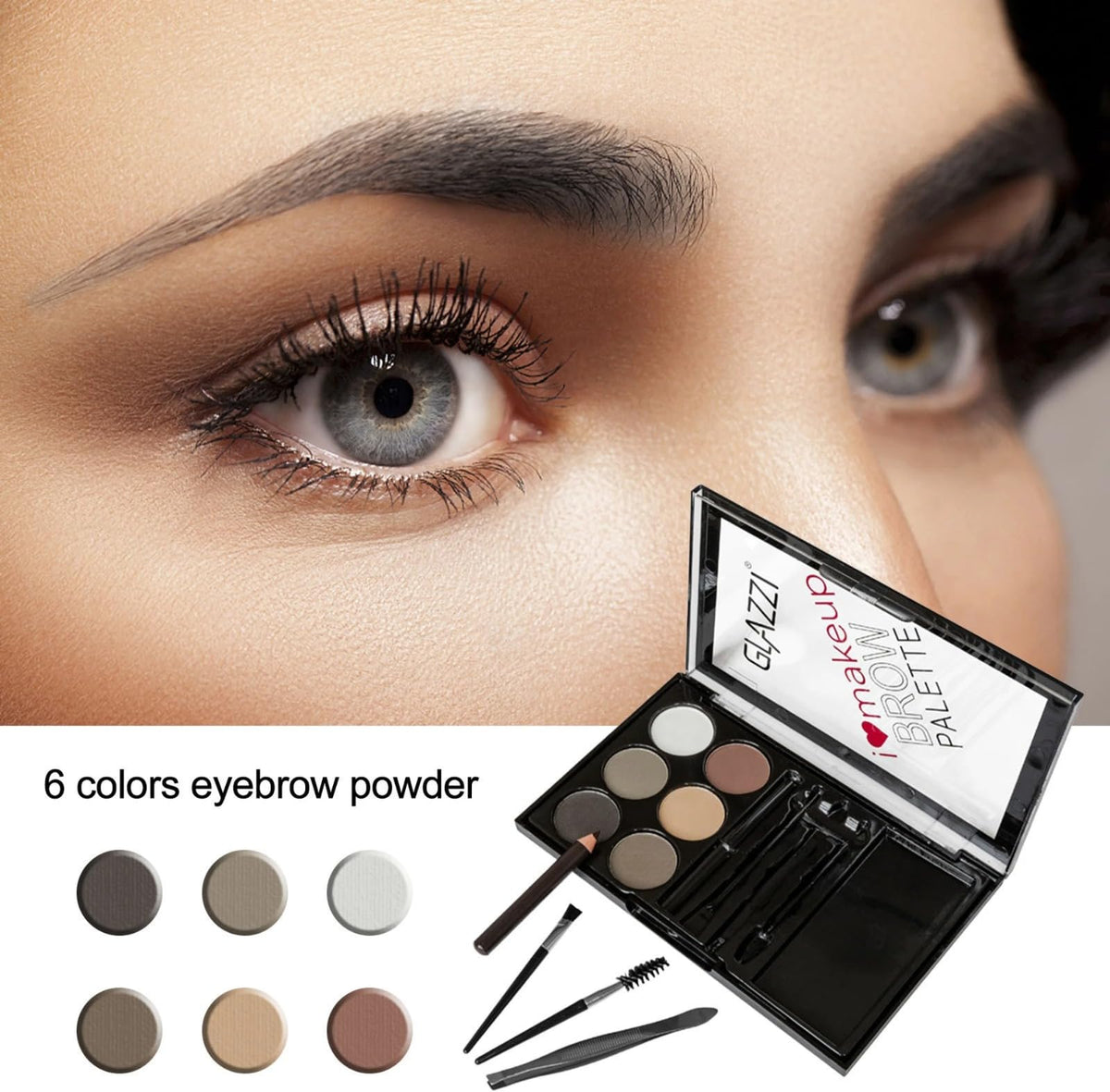 My Colors All in One Eyebrow Makeup Palette Set - 12 Color Eye brow Powders, 5 Color Eyebrows Gel, 4pcs Eyebrow Stencils, 3 pcs Eyebrow Brush and Eyebrow Pen - Unique Eyebrow kit Gifts For Women - Image 3