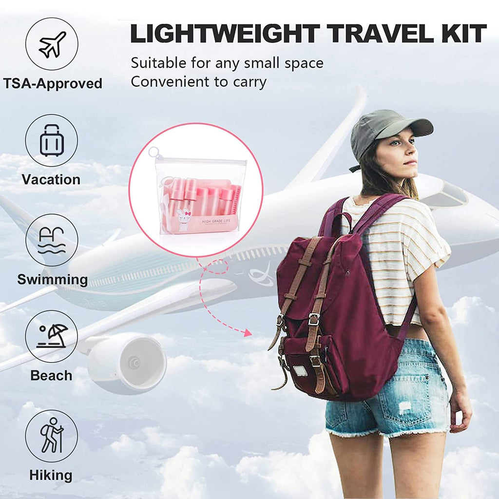 COSLUXE Travel Bottles Kit | Travel Cosmetics Bottles Set | Portable Multipurpose Cosmetics Toiletries Travel's Refillable Bottles | for Storing Shampoo, Gel, Cream Jar | Lotion Dispenser 7 - Pcs Set - Image 6