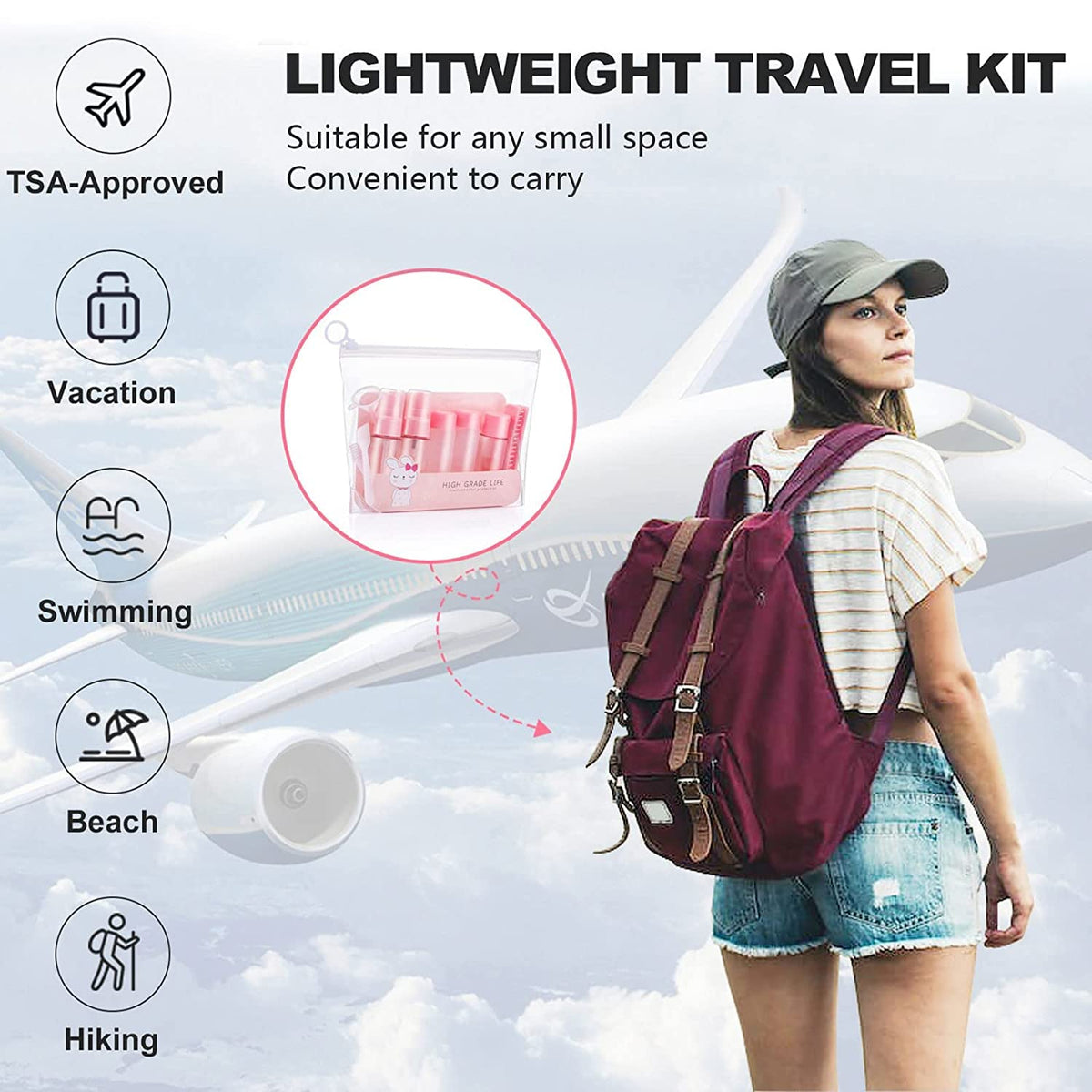 COSLUXE Travel Bottles Kit | Travel Cosmetics Bottles Set | Portable Multipurpose Cosmetics Toiletries Travel's Refillable Bottles | for Storing Shampoo, Gel, Cream Jar | Lotion Dispenser 7 - Pcs Set - Image 6