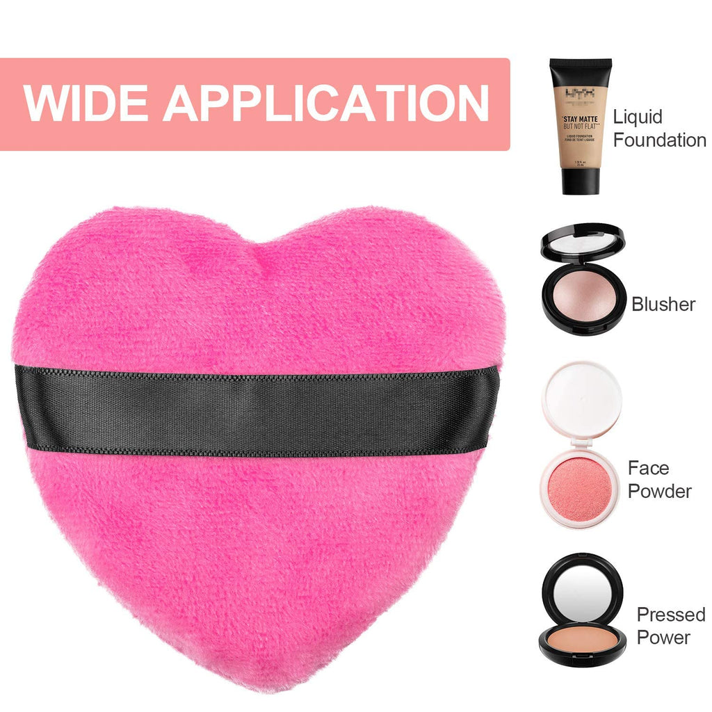 COSLUXE Makeup Blendiful Puffs, 2 Pcs Large Face Powder Puffs Cotton Velour Tear Drop Shape and Love Shape Puff,Makeup Tool Beauty Sponges Blender Peach Heart - Image 4