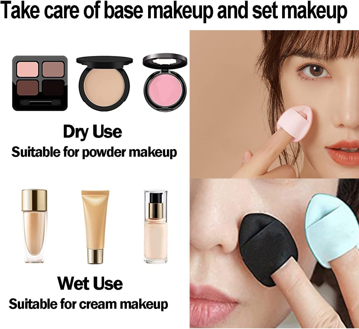 Rubyface Mini Finger Powder Puff 10 pcs Finger Makeup finger beauty blender Sponges, Mini Soft Cosmetic Finger Puff, Perfect for Foundation, BB Cushion, Cream, Concealer - Image 8