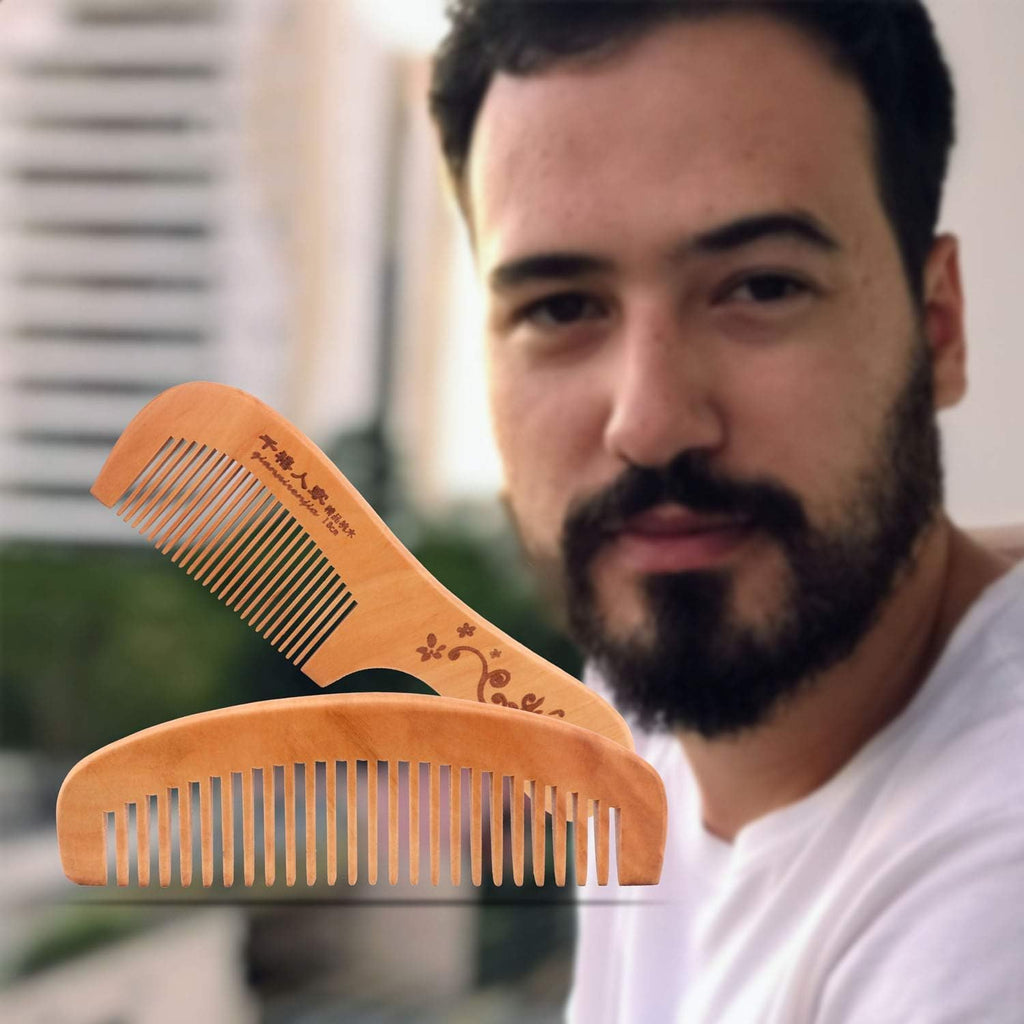 COSLUXE Wooden hair comb for women Wooden Comb Hair Comb, Natural Anti Static Massage Comb with Fine and Wide Tooth for Men Women 1-Handle Comb, 2 Pcs - Image 8
