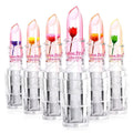 HUDAMOJI 6 Pcs Crystal Jelly Flower Matte Lipstick Moisturizer Clear Lip Glossy Balm, Color Changing, Long Lasting Lip Balm Lips Moisturizer Magic Temperature Color Change Lip Glossy For Girls Woman