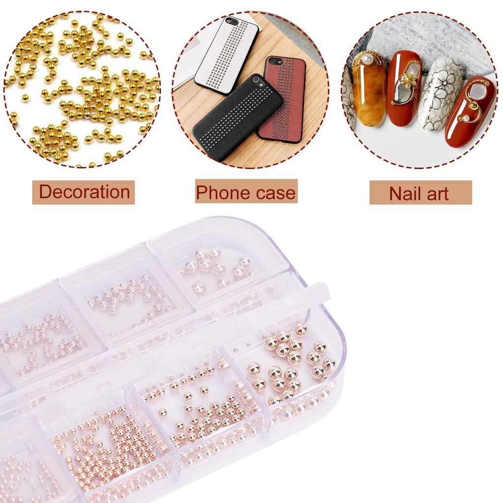 NAILWIND Metal Art Beads, 3D Design Decoration Mini Stainless Steel Balls, Accessories, Rhinestones Mixed for Nail Art (Gold) - Image 6