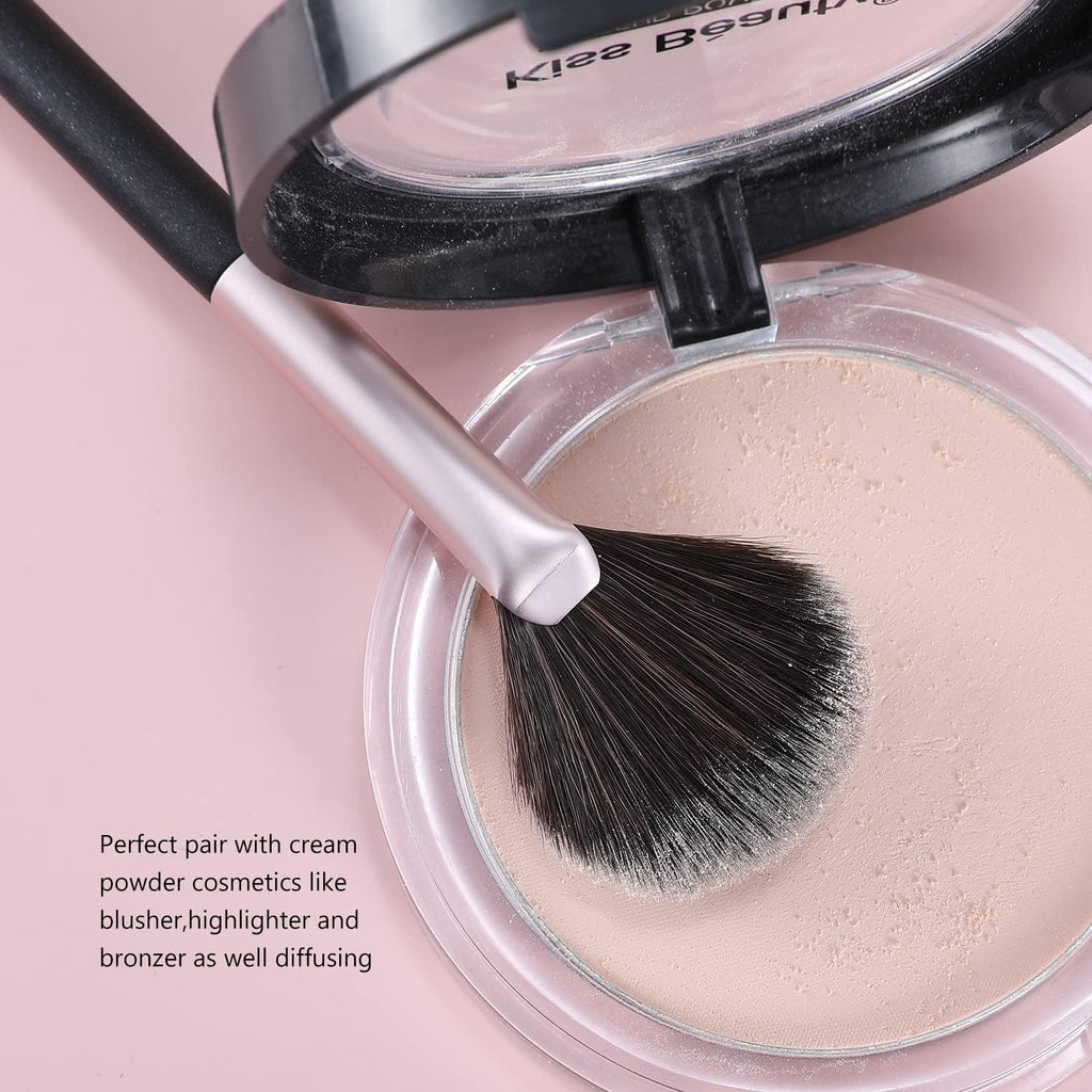 COSLUXE BEILI Fan Brush Professional Blush Brush Soft Vegan Synthetic Makeup Brushes, for Face Highlighting,Buffing and Blending with Powder Cream Cosmetics Blusher Highlighter Applicator Eyeshadow Brush - Image 3
