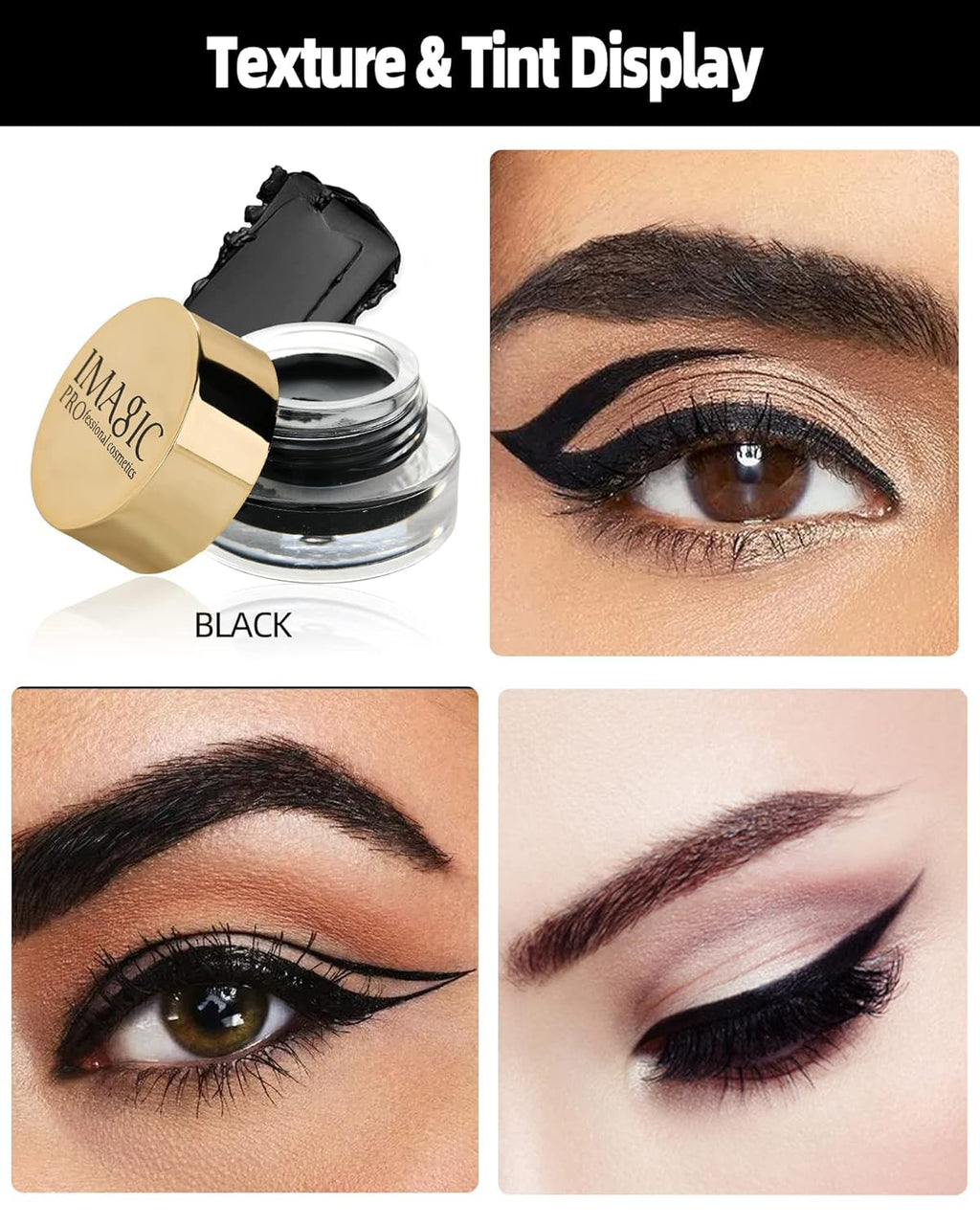 COSLUXE IMAGIC Gel Eyeliner, Waterproof Makeup Gel Eye Liner With Brush (4g) (black 01) - Image 10