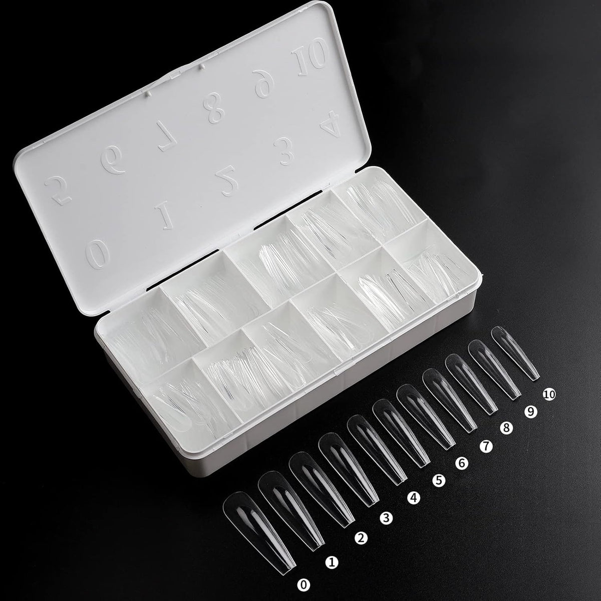 NAILWIND Long Coffin Nail Tips, Full Cover Clear Soft Gel Tips, False Nail Tips for Acrylic Nails Extension with Box, Nail Art Salons DIY Art Long Stiletto, 550 pcs - Image 3