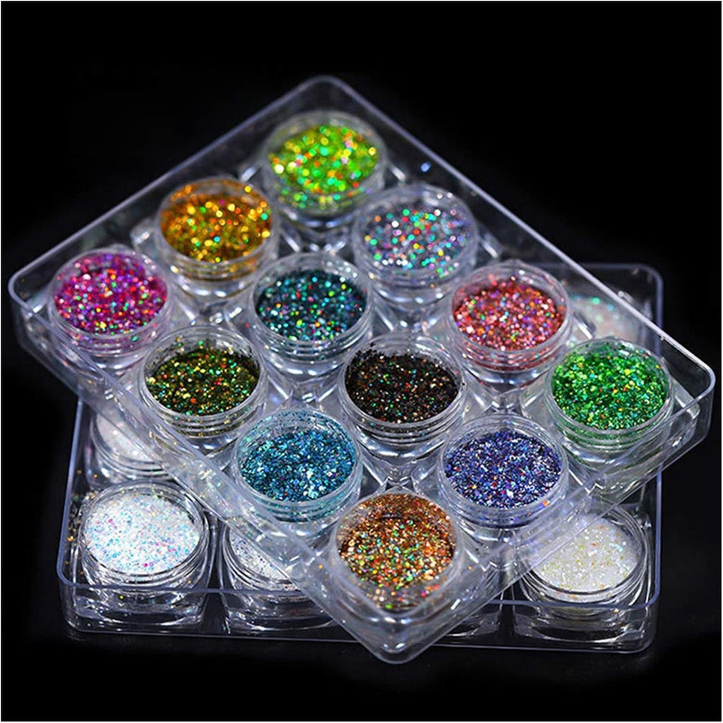 NAILWIND Nail Art Pigment Powder & Nail Powder, Nail Pigments Dust Nail Glitter, Neon Pigment Eyeshadow Powder for Face Body Makeup,Nail Art Decoration 12 - PCS, Hanzel Crystal Sequins - Image 9