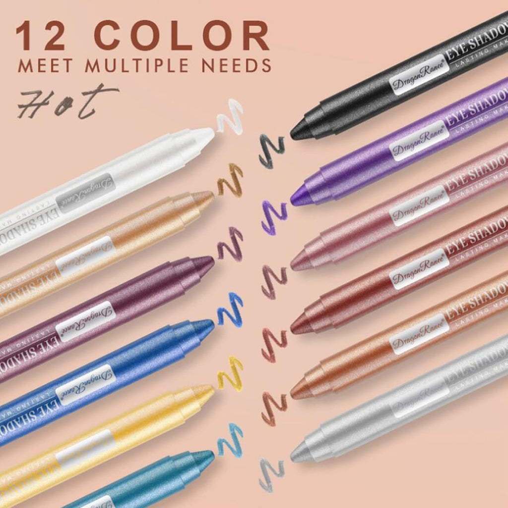 My Colors Eyeshadow Stick Set, 12Pcs Shimmer Cream Eyeshadow Pen High Pigmented Eye Shadow Stick Waterproof Long Lasting Eye Makeup Gift for Women Girls - Image 5