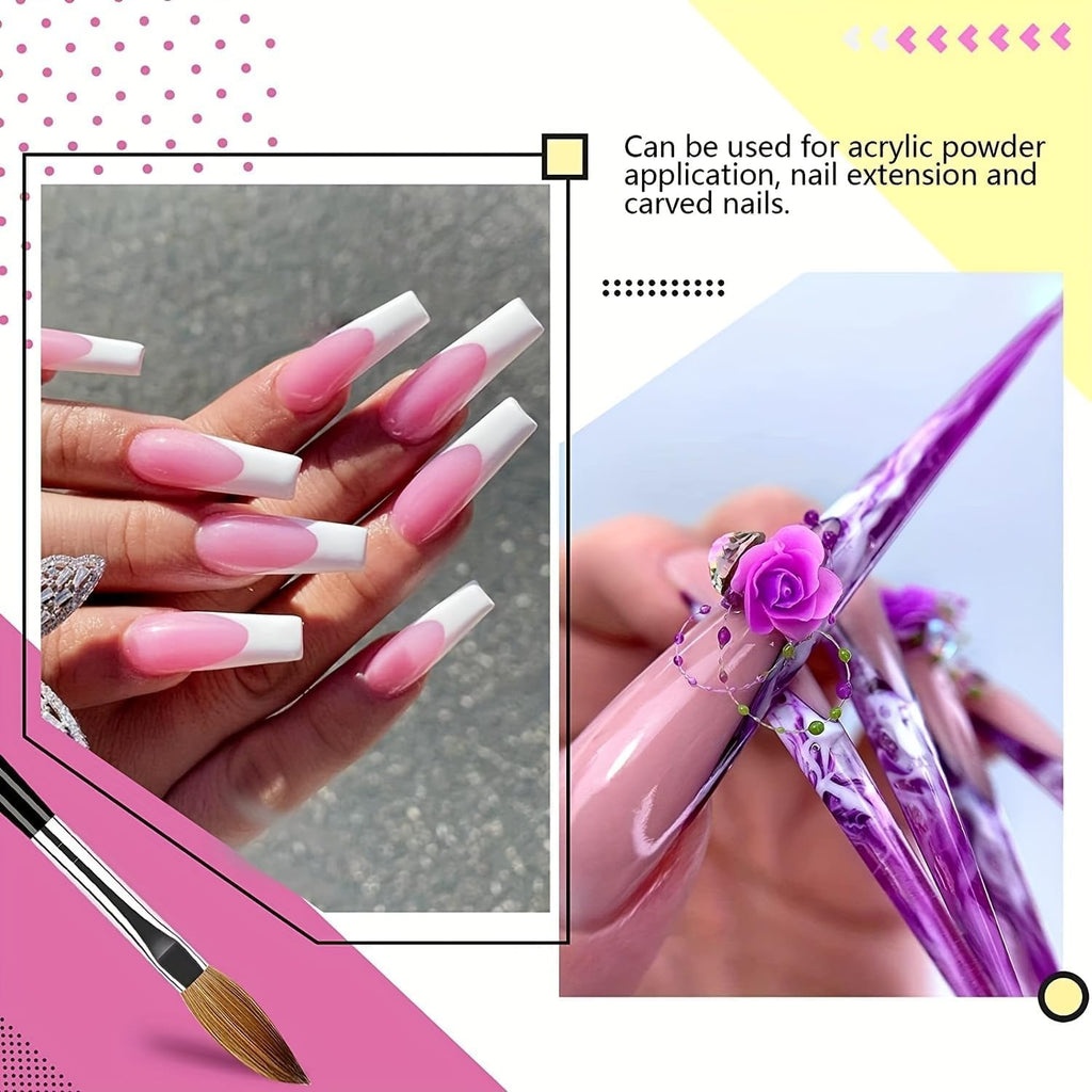 NAILWIND 5pcs Acrylic Nail Brush Set for Acrylic Powder, Professional Nail Art Brushes Sizes 4/6/8/10/12 for Acrylic's Application, Nails Extension & Carving Manicure Tool Nail's Art Tool - Image 6