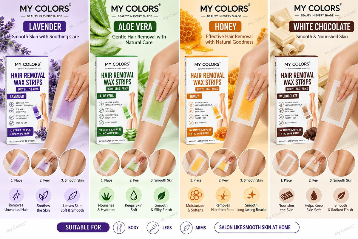 MY COLORS Hair Removal Wax Strips, Honey, 10 Strips (20 Pcs) - Image 4