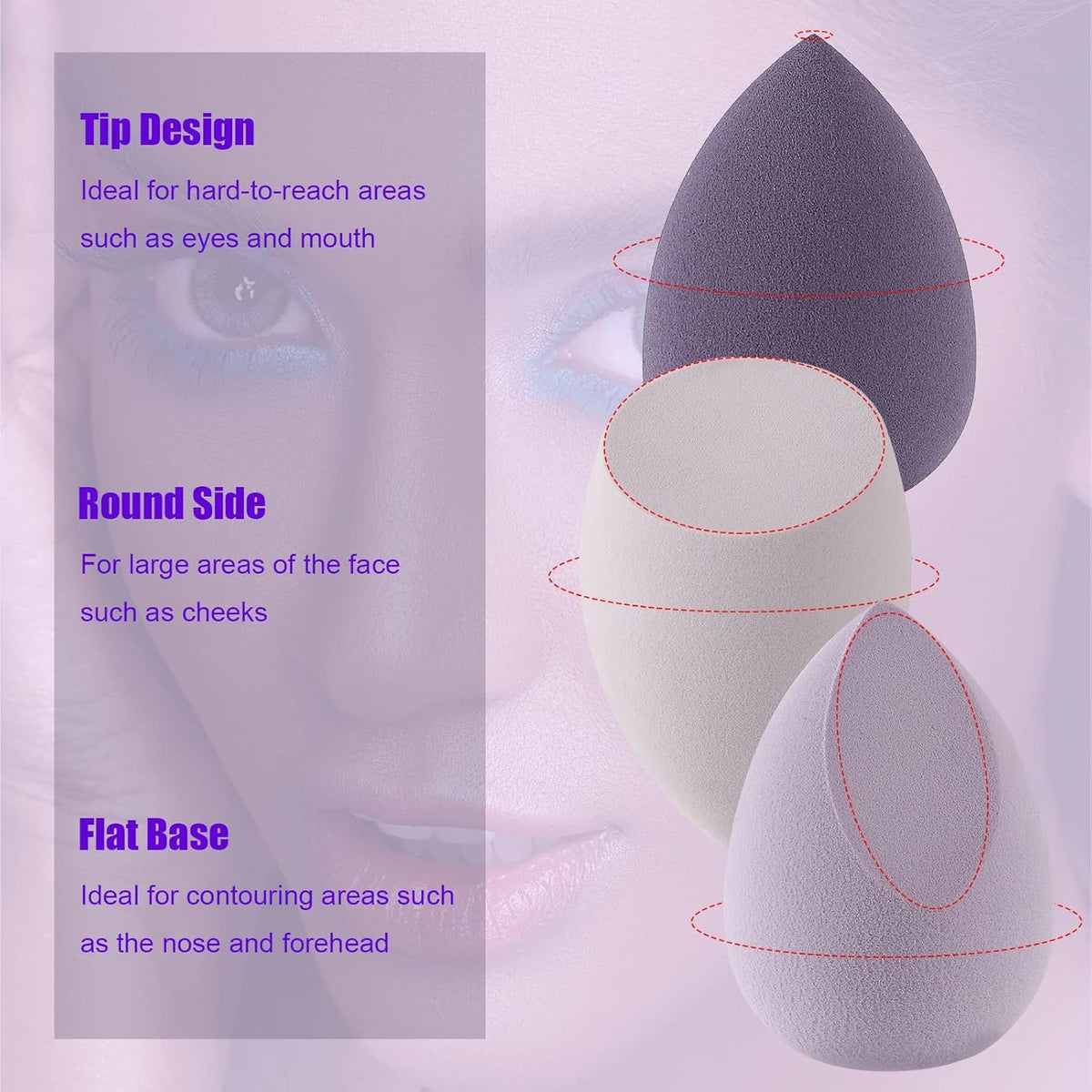 COSLUXE Makeup Sponge Set Beauty Blenders with Egg Case, Soft Sponge For Liquid Foundation, Creams, and Powders?Latex Free Wet and Dry Makeup Pink Series, 8 Pcs - Image 7