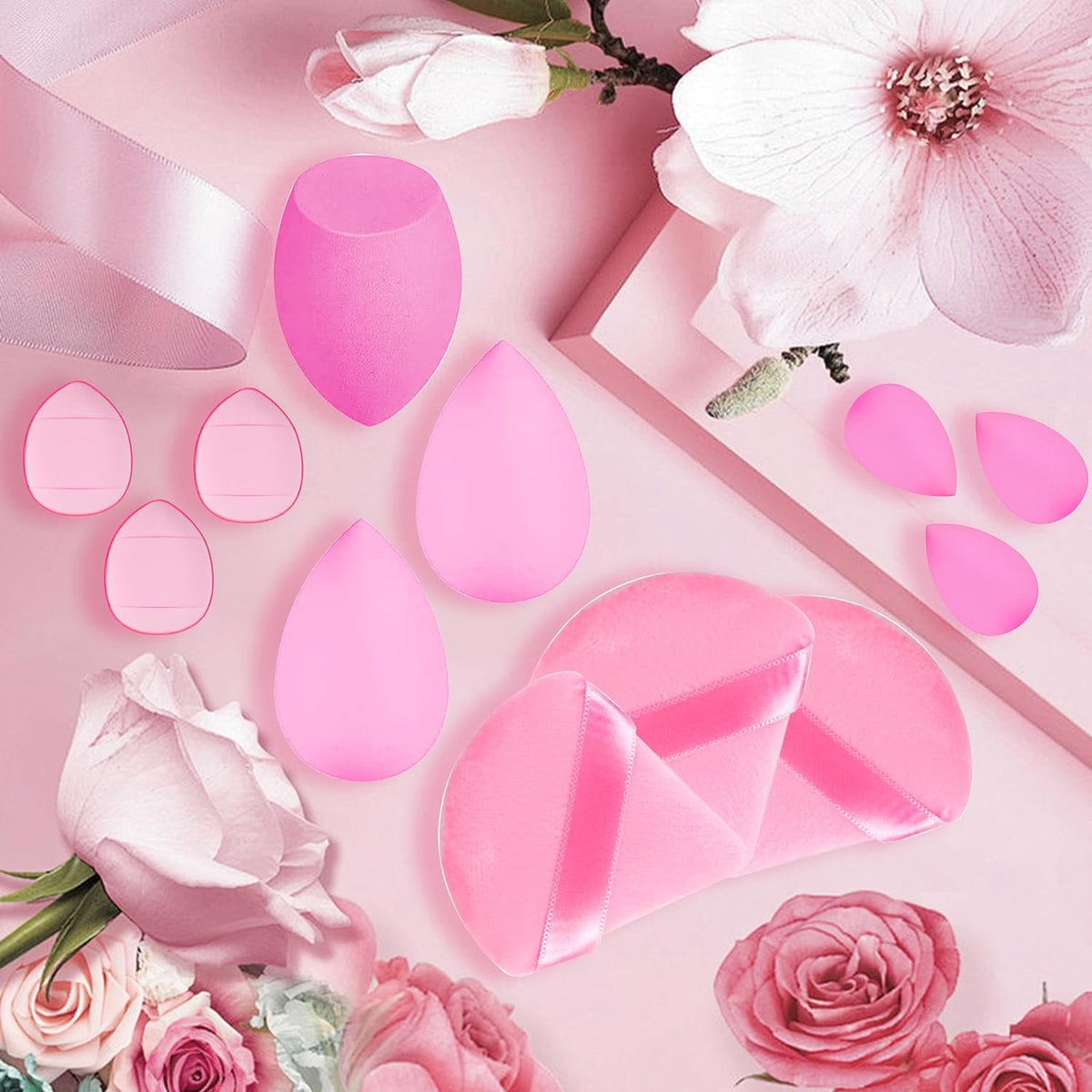COSLUXE 12 Pcs Makeup Sponge Set, 3 Beauty Blender Sponge, 3 Mini Makeup Sponge & 3 Triangle Puff Set, 3 Finger Puff Mini Makeup Sponges for Foundation, Liquid, Cream, Powder, Beauty Gift Set - Image 7