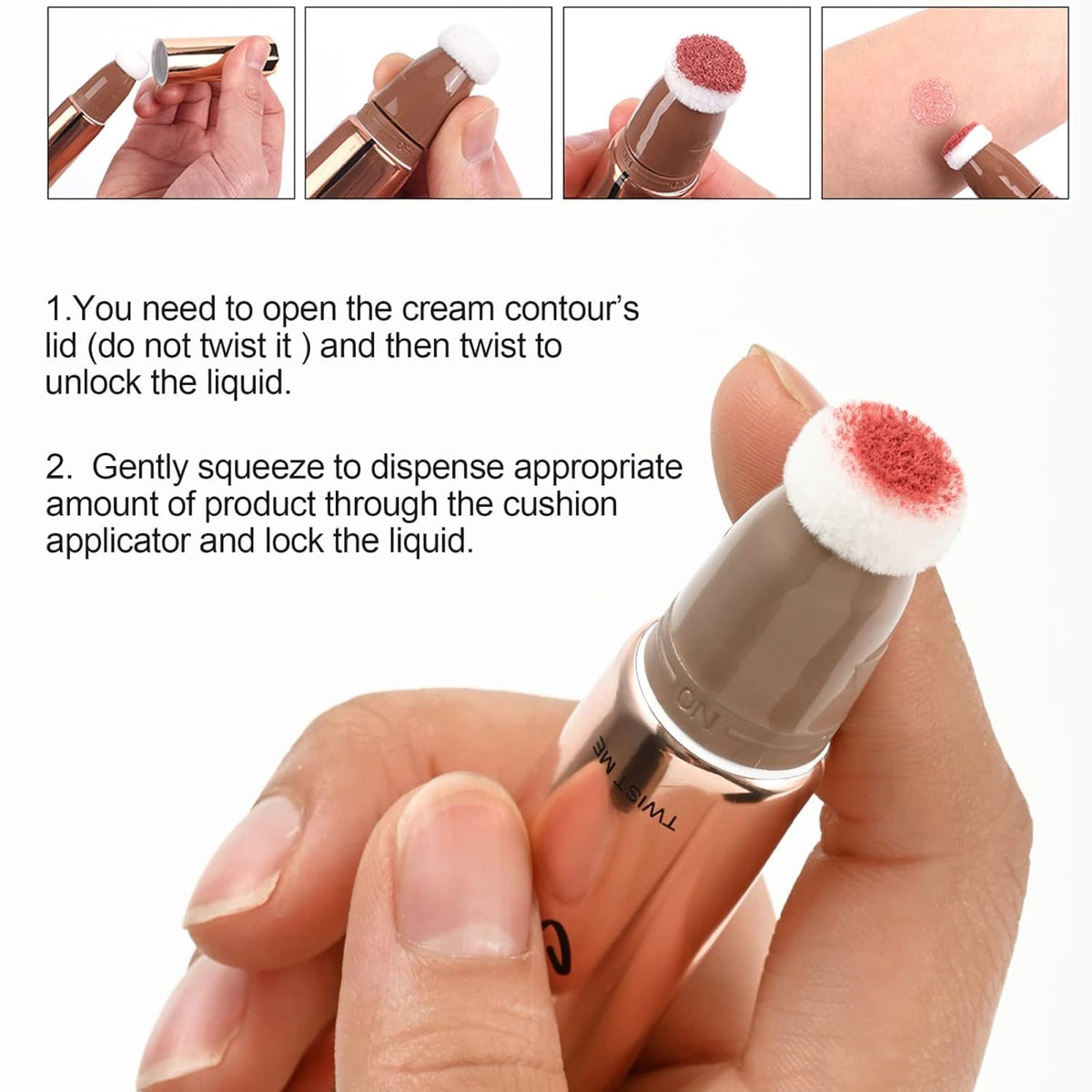 My Colors Liquid Blush Stick with Cushion Applicator, Soft Touch Long Lasting Natural Matte Finish, Silky Cream Face blusher (B1) - Image 5