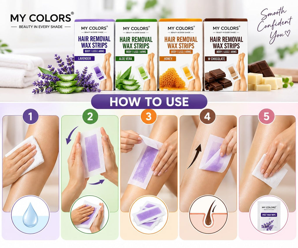 MY COLORS Hair Removal Wax Strips, Chocolate, 10 Strips (20 Pcs) - Image 7