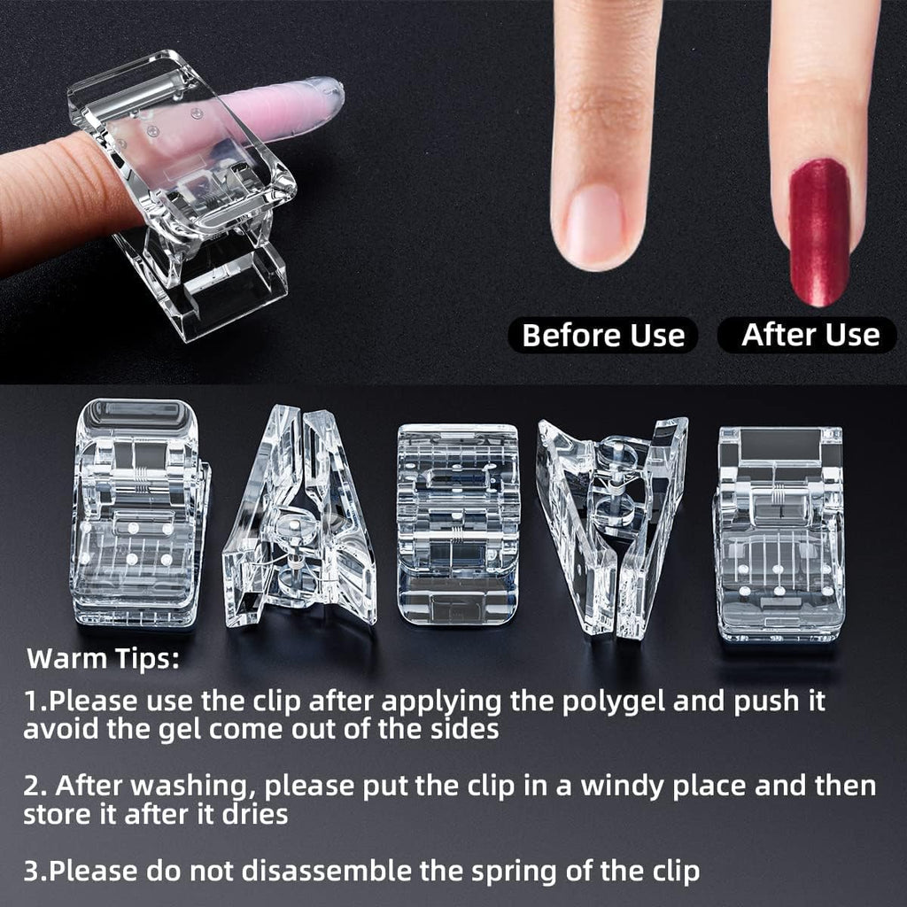 NAILWIND Nail Clips for Polygel, Nail Extension Gel Quick Building Nail Tips Clip for Nail Kit False Nail Tips and Dual Forms Manicure Nail Art Tools (20 - Pcs) - Image 2