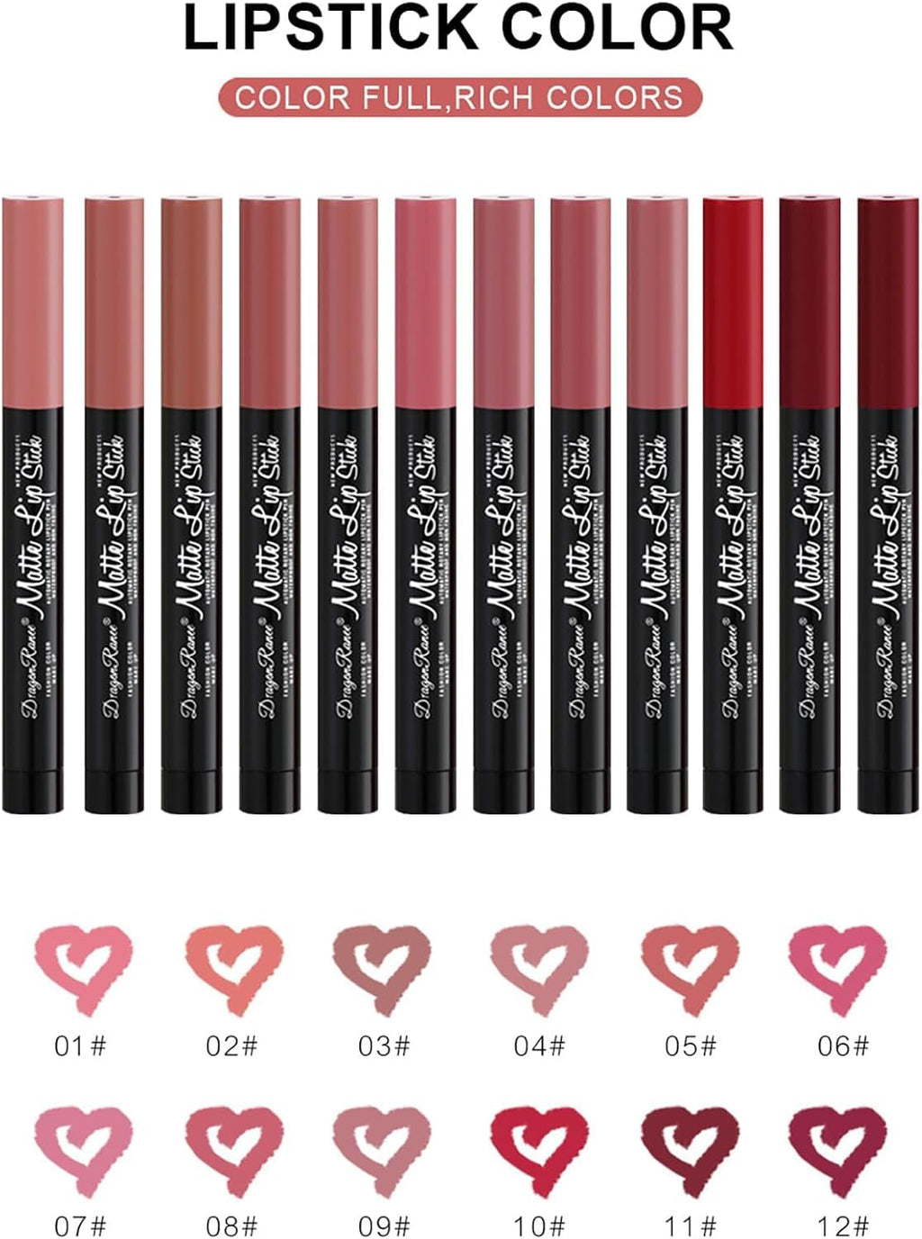 My Colors 12 Colors Crayon Lipstick Set | Long Lasting Crayon Lipstick up to 12 Hours Stay | Matte Finish | Waterproof | Won't Smudge Won't Budge Lip Crayons Matte Lipstick's Gift Set for Women - Image 5