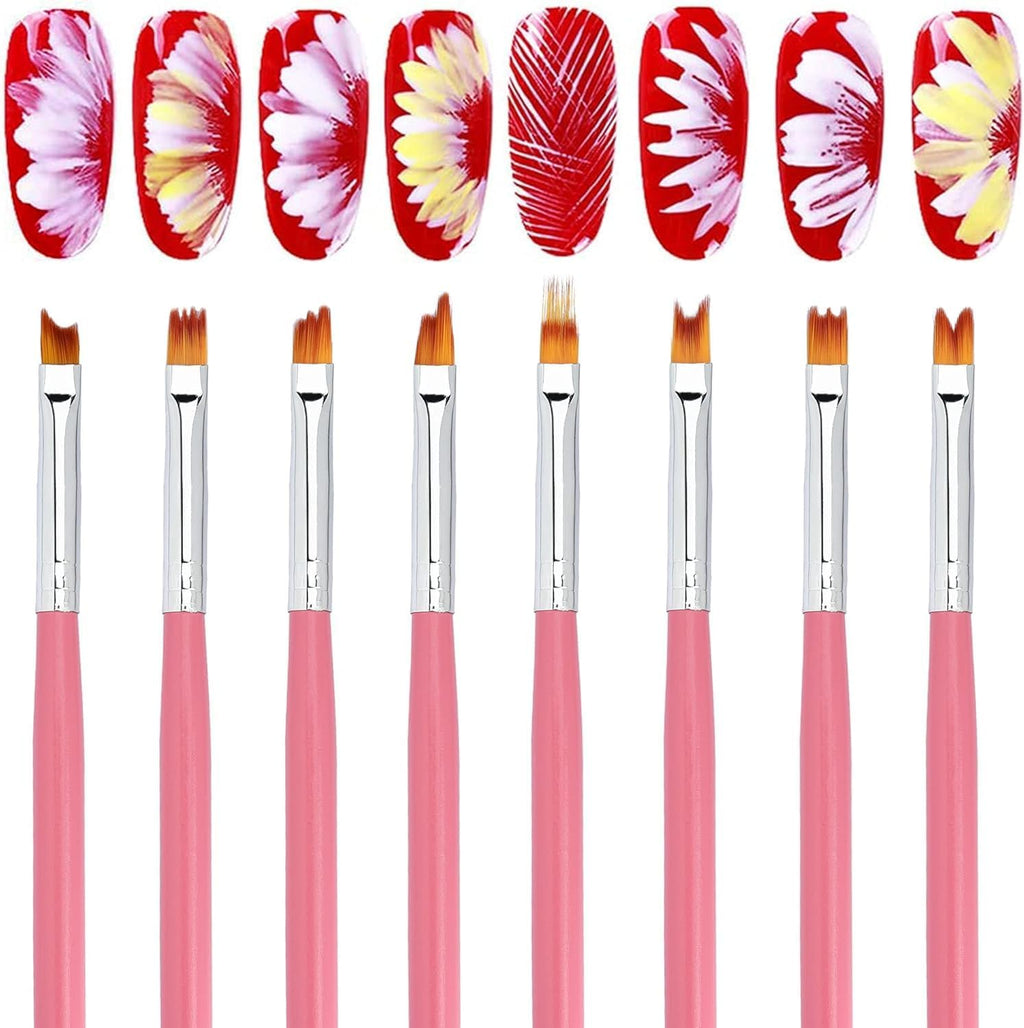 NAILWIND 8Pcs Flower Nail Art Brush Set, Ombre Gradient Painting Pen 3D Tool, Nail Art For Professional Salons Ombre Nail Brush And Home Diy Nail Art Nail Designs (Multicolored, 8 - Pcs) - Image 2
