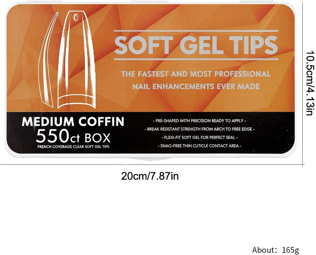 NAILWIND Soft Gel Nail Tips, Medium Coffin Press On Nails, 11 Sizes Full Cover Acrylic False Nail Tips, for Beginner and Professional Home Salon Diy for Nail Salons DIY Med coffin french, 550 pcs - Image 6