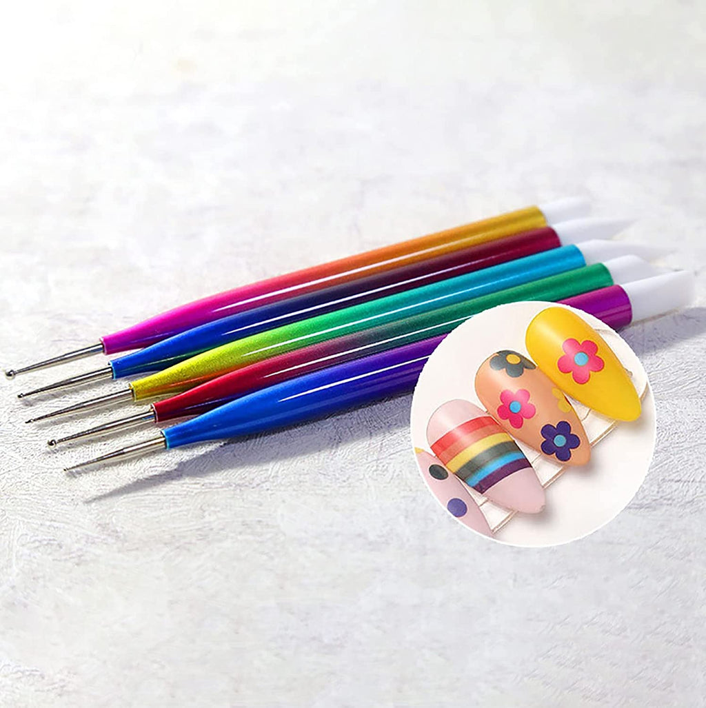 NAILWIND Double Heads Nail Art Pens Silicone Sculpture Pens Nail Dual Head UV Gel Carving Pen, Nail Silicone Brushes Set ,Pottery Clay Sculpting Tools Modeling Painting Drawing Tool DIY Art Craft Rainbow Colors, 5 pcs - Image 5
