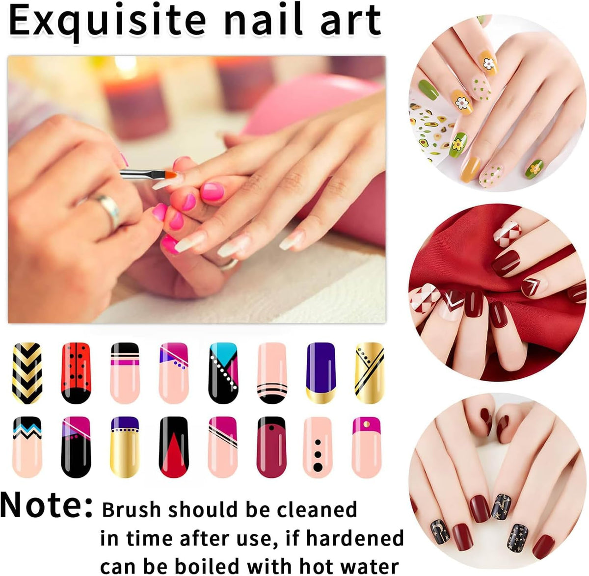 NAILWIND Nail Art Brushes, Nail Art, Design Dotting Painting Drawing Polish Brush Pen Tools,Nail Designs on Gel Acrylic and Natural Nails- Salon PINK, 15 PCS - Image 5