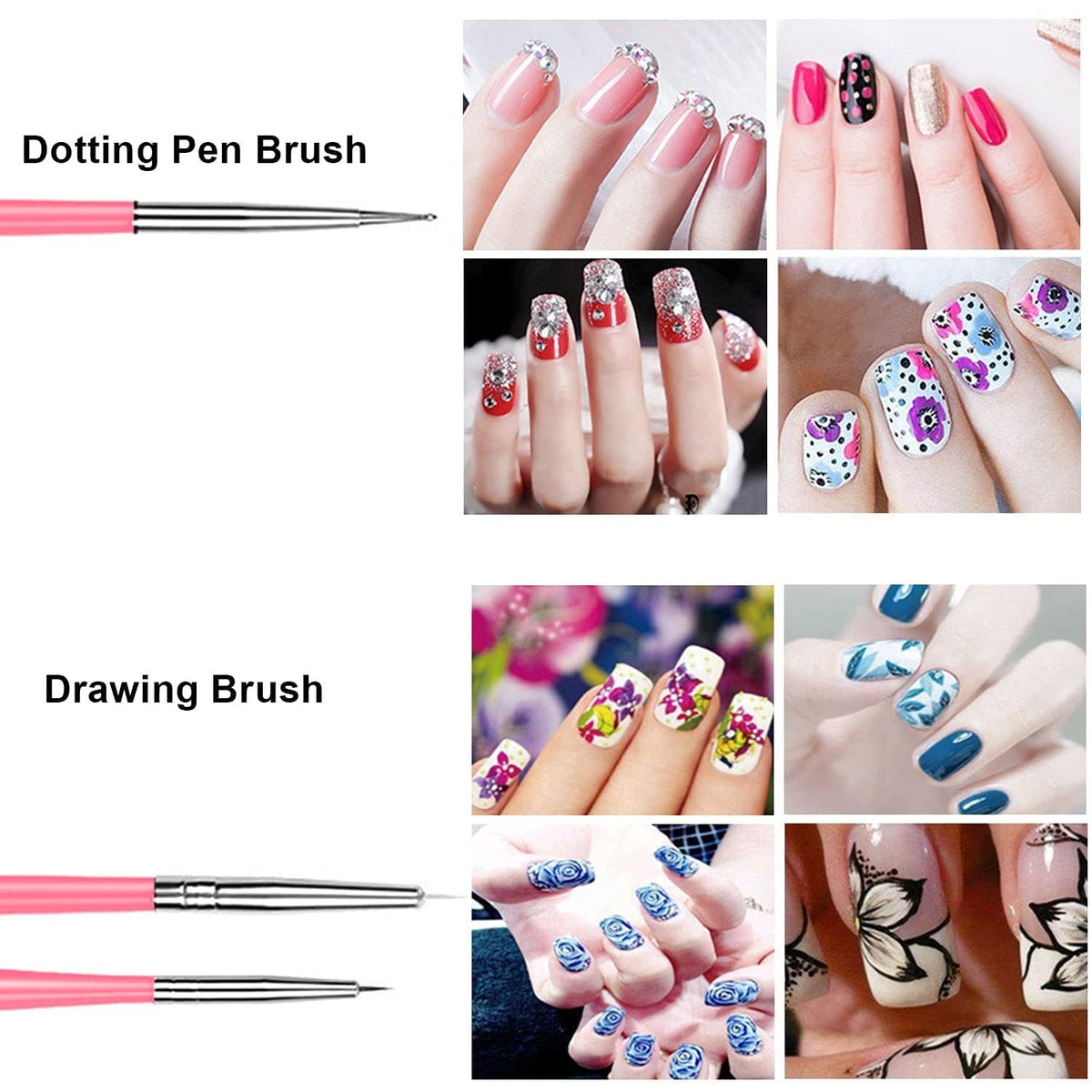 MY COLOR 20 pcs Nail Art Brushes, Nail Art Design Painting and Drawing UV Polish Brush Tool Kit, 15 pcs Nail Art Brushes Kit with 5 pcs Nail Dotting Pens, Multicolored - Image 3