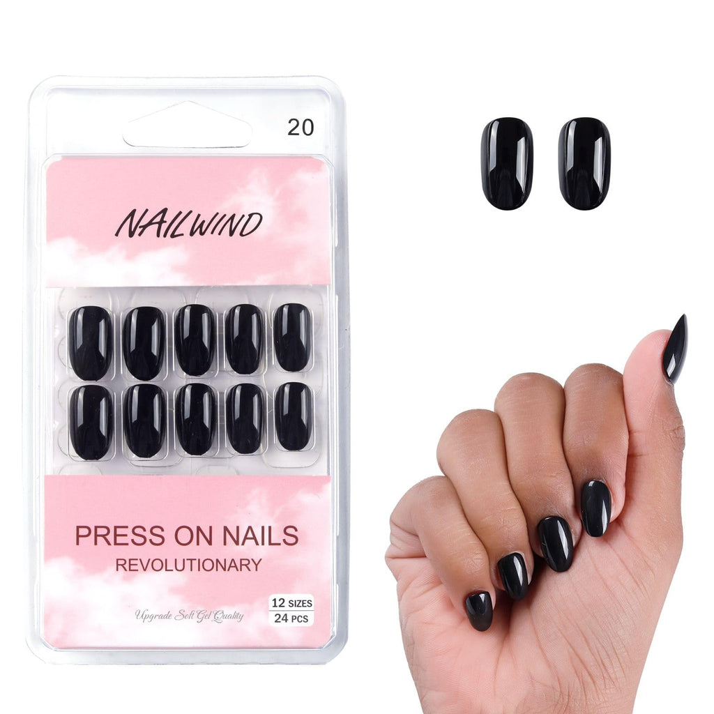 NAILWIND 24 Natural French Short False Nails Acrylic Full Cover Nails,Natural Fake Nails Delicate & Comfortable for Women and Girls (N20, 24 Count -Pack of 1)