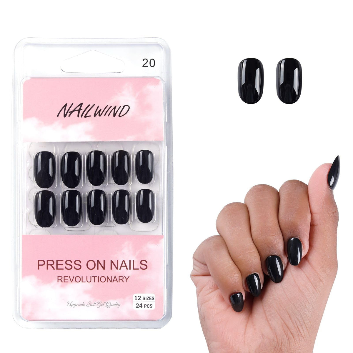 NAILWIND 24 Natural French Short False Nails Acrylic Full Cover Nails,Natural Fake Nails Delicate & Comfortable for Women and Girls (N20, 24 Count -Pack of 1)