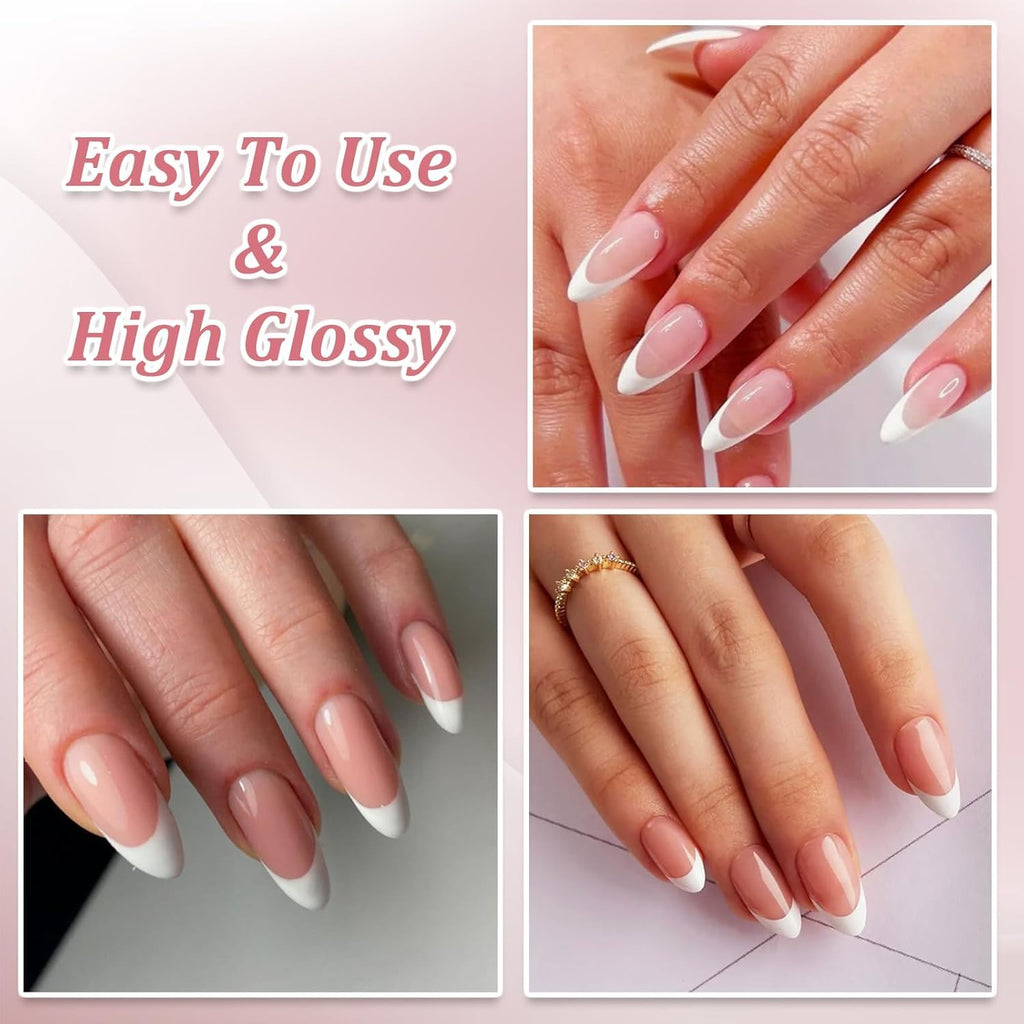 NAILWIND 9 Color Press On Nails Fake Nail 216 Pcs, French tip press-on nails, Press on Nail, Artificial Nail Extensions Combo in Multicoloured, Full Cover Glossy Nude False Acrylic Nails for Women Girls (05) - Image 7