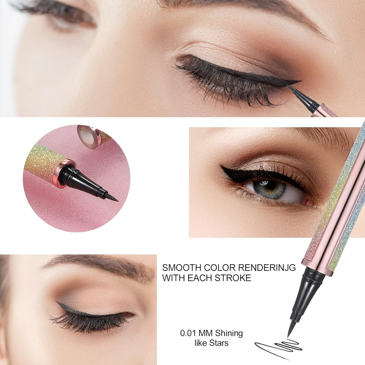 My Colors Liquid Eyeliner Pen Waterproof 0.8g, Long-Lasting, Non Magnetic, No Blooming Quick Drying Eye Liner Black, 1 Pcs Semi-Matte Finish - Image 3