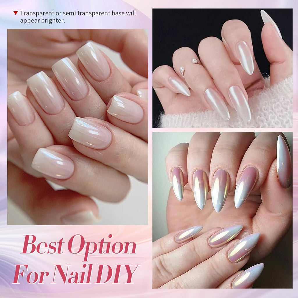 NAILWIND White Chrome Rainbow Nail Powder Set, Reflective Glitter Metallic Mirror Effect for Nails Art Design 3D Holographic Silver Rose Gold Pigment,1- PCS - Image 5