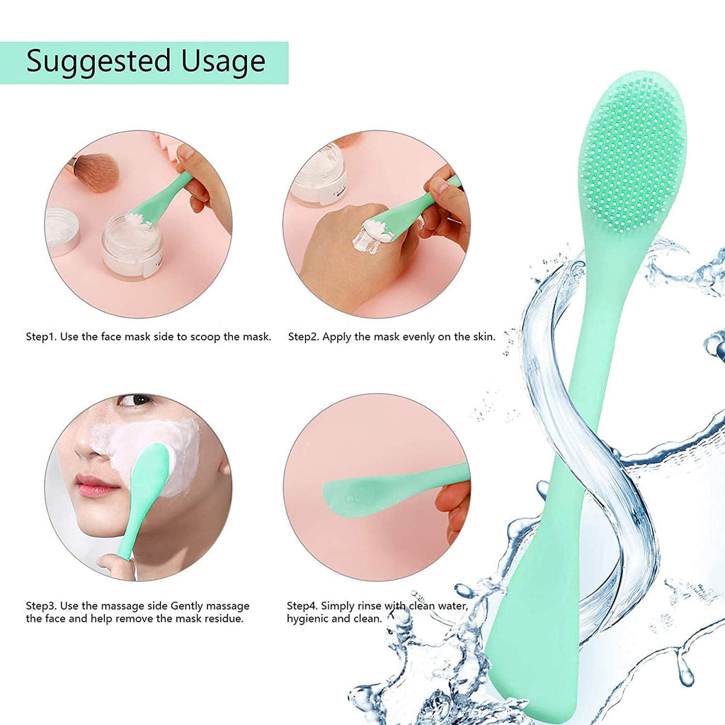 Cosluxe Silicone Face Mask Brush Double-head, Soft Face Mask & Facial Cleansing Brush,Facials, Mud,Clay Mask's,DIY,Modeling Masks,Body Lotion,and BB CC Cream,Pore Cleaner pack of 4 - Image 4