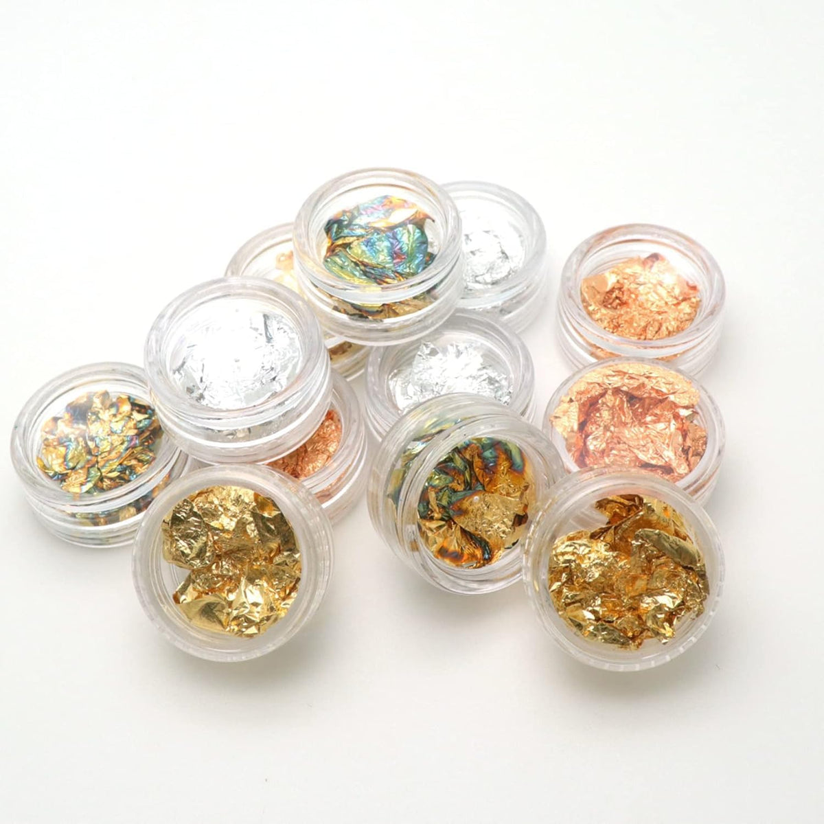 NAILWIND Foil Flakes for Resin Art Foil Nail Art Set 12 Pack, Nail Accessories for Foil Transfer, Nail Paillette for Decoration, Flake and Mirror Effect Gold and Silver - Image 9