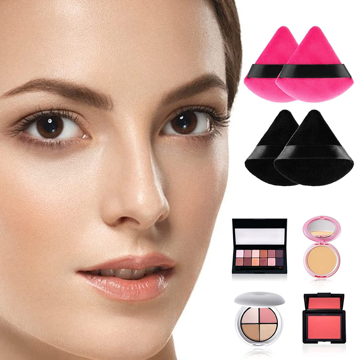 My Colors 6 Pieces Powder Puff Soft Face Triangle Makeup Puff for Loose Powder Body Cosmetic Foundation Sponges Beauty Blender Makeup Tool Multicolors - Image 3