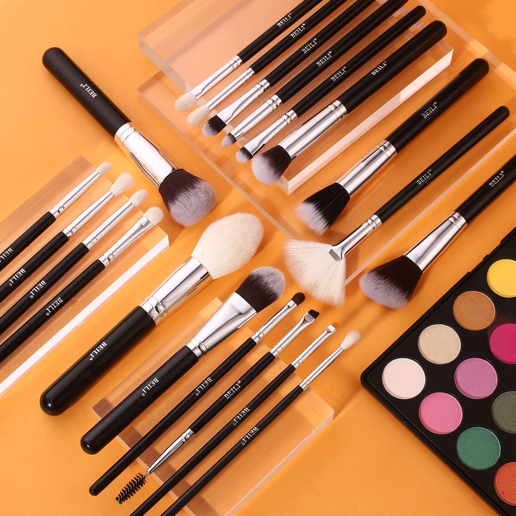 COSLUXE BEILI Professional Makeup Brush Set,Natural Goat Hair Premium Synthetic Kabuki Foundation Face Powder Highlighter Blush Concealer Eye Shadow Blending Eyeliner Make Up Brush B20 - Image 2