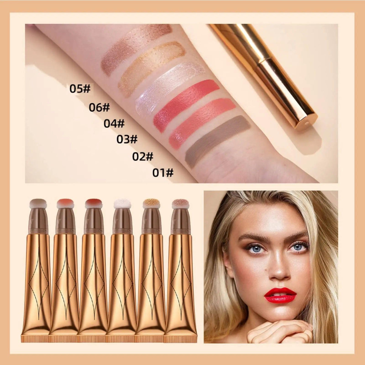My Colors Liquid Highlighter Stick with Cushion Applicator, Soft Touch Long Lasting Natural Matte Finish, Silky Cream Face Highlighter and Contour Bronzer Stick (H3) - Image 5