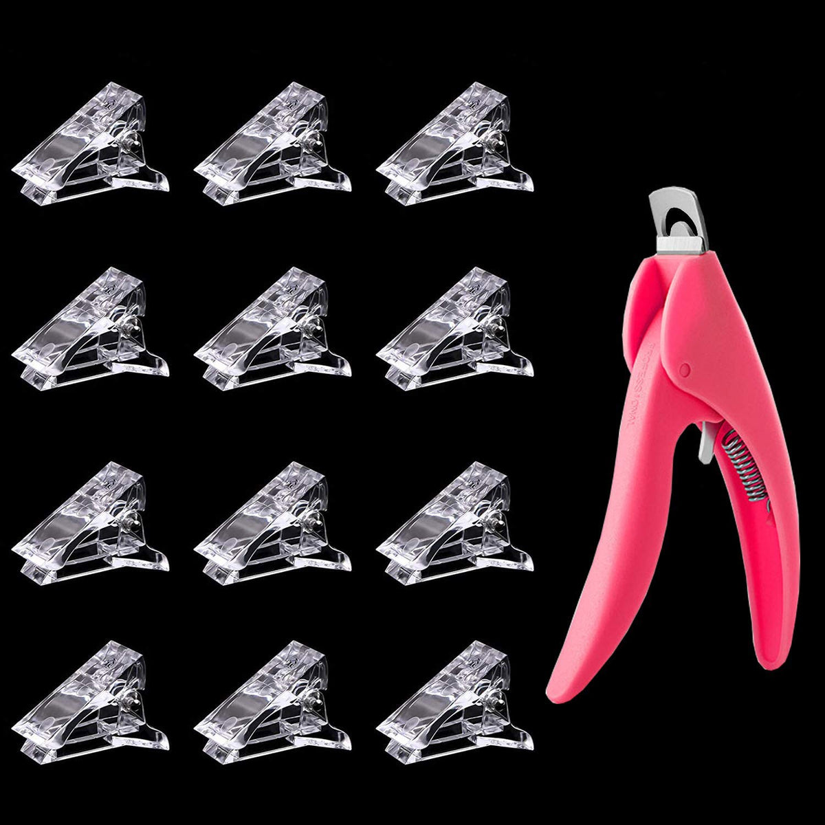 NAILWIND Polygel Nail Forms, 12Pcs Nail Tips Clip for Quick Building Polygel Nail Forms Nail Clips for Polygel Finger Nail Extension UV LED Builder Clamps Manicure Nail Art Tool with 1Pcs False Nail Tip clipper