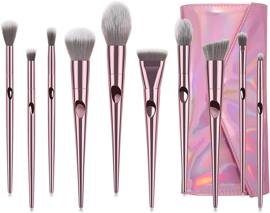 COSLUXE Makeup Brushes Set, 10 Pcs Makeup Brushes Premium Synthetic Eyeshadow Contour Highlight Foundation Professional Makeup Brush Set with Cosmetic Bag for Women Girls
