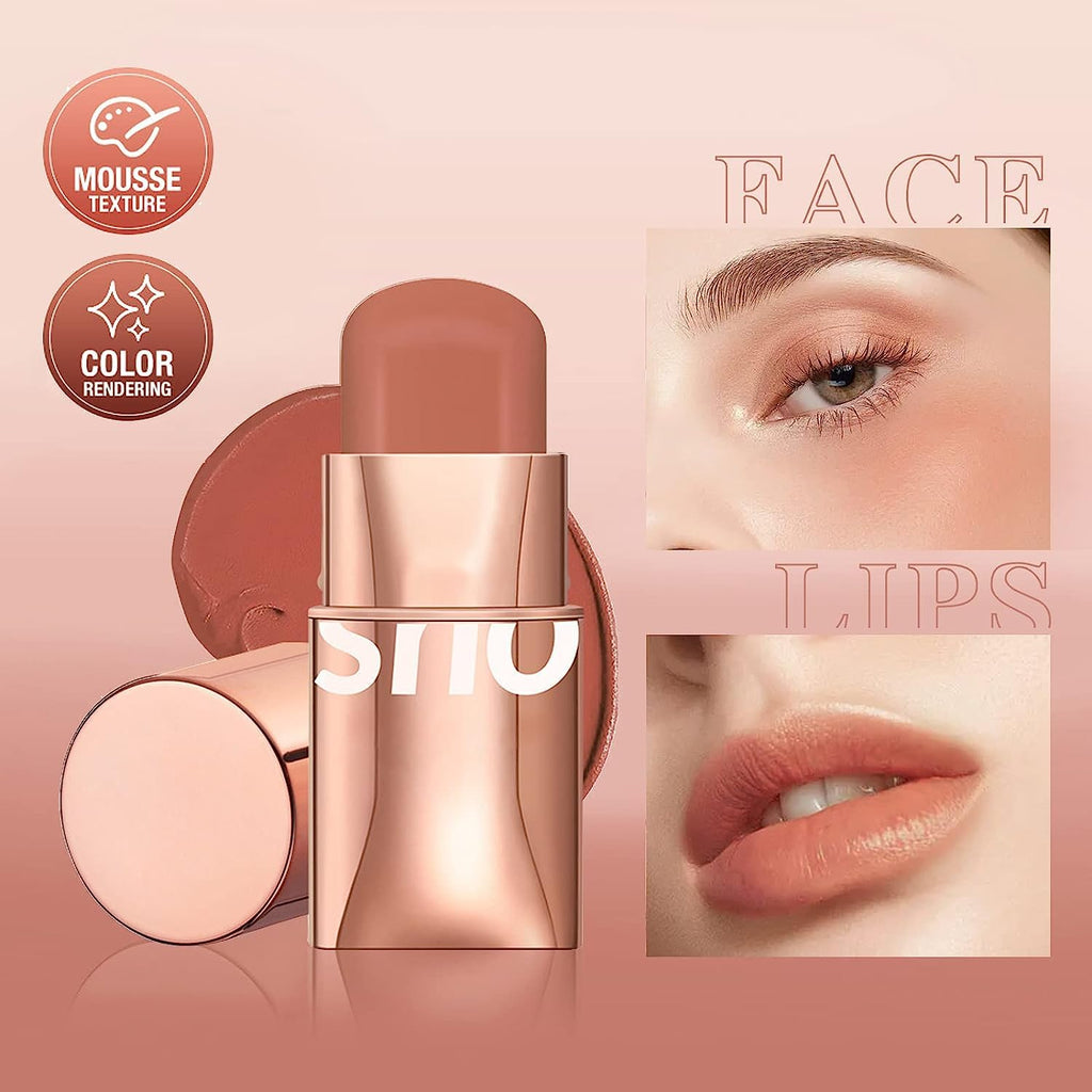 COSLUXE O TWO O Blush Stick for Cheeks Makeup,Waterproof Cream Blush Face Stick Multi-Use Lip and Cheek Tint, Lightweight Easy to Blend Natural Cream Blusher 03 - Coral Red - Shy - Image 7