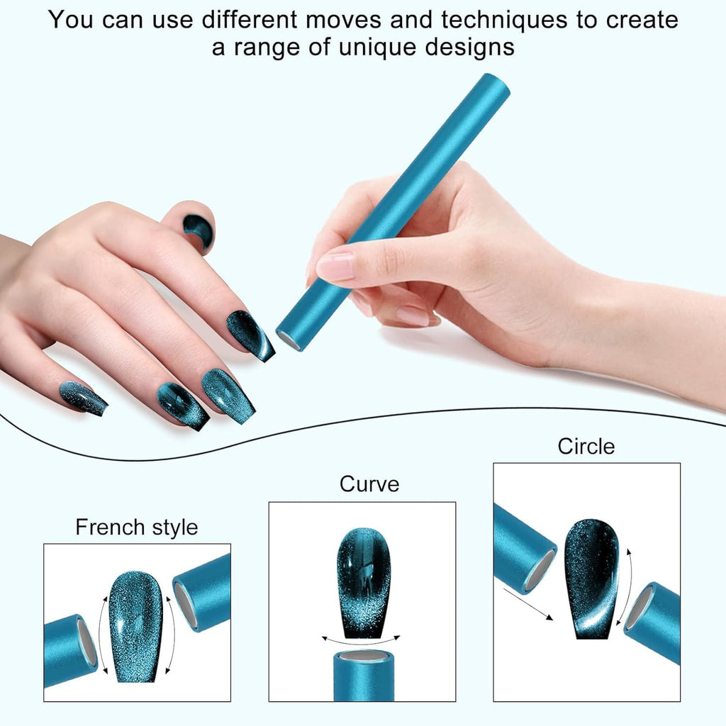 NAILWIND Cat Eye Magnet for Nails, 5.9inch Super Long Double-head Nail Polish Magnet Pens Magnet Stick 3D Magnetic Cat Eye Gel Polish Nail Art Tool, for Home DIY, Nail Art Magnet ,Nail Art Lovers, - Image 9