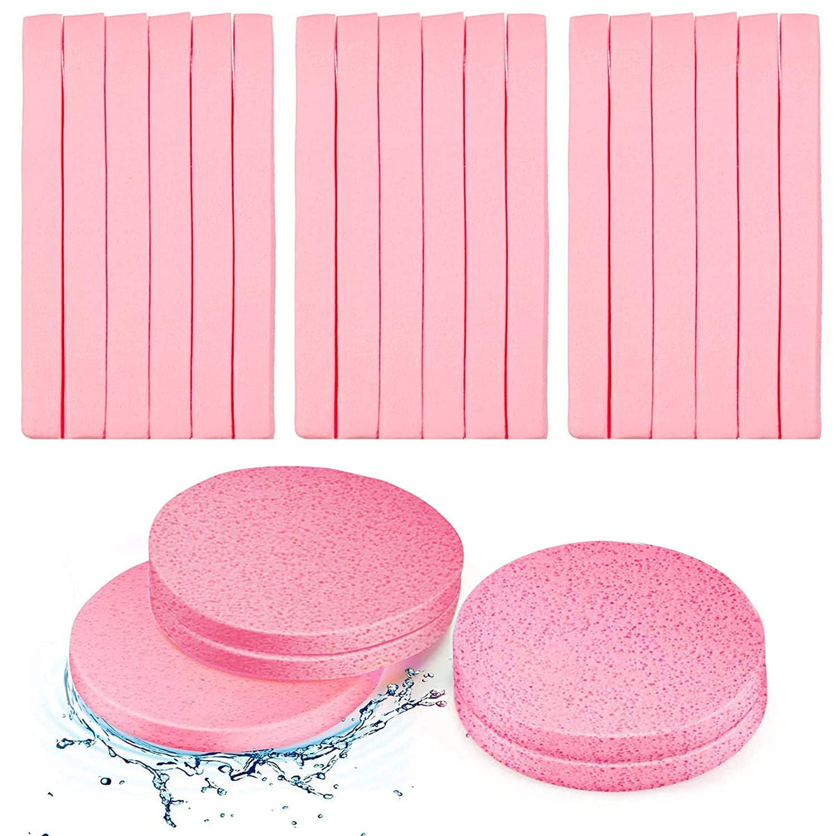 Cosluxe 24 pcs Compressed Facial Sponge Face Cleansing Sponge Makeup Removal Sponge Pad Exfoliating Wash Round Face Sponge Multicolor for Women Girls - Image 2