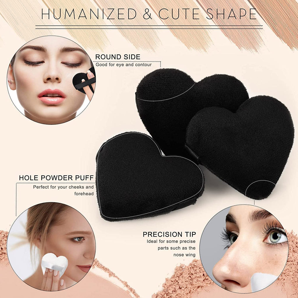 COSLUXE Makeup Blendiful Puffs,Large Face Powder Puffs Cotton Velour Tear Drop Shape and Love Shape Puff,Makeup Tool Beauty Sponges Blender (Love Heart - Mini, PACK OF 1 PCS) - Image 4