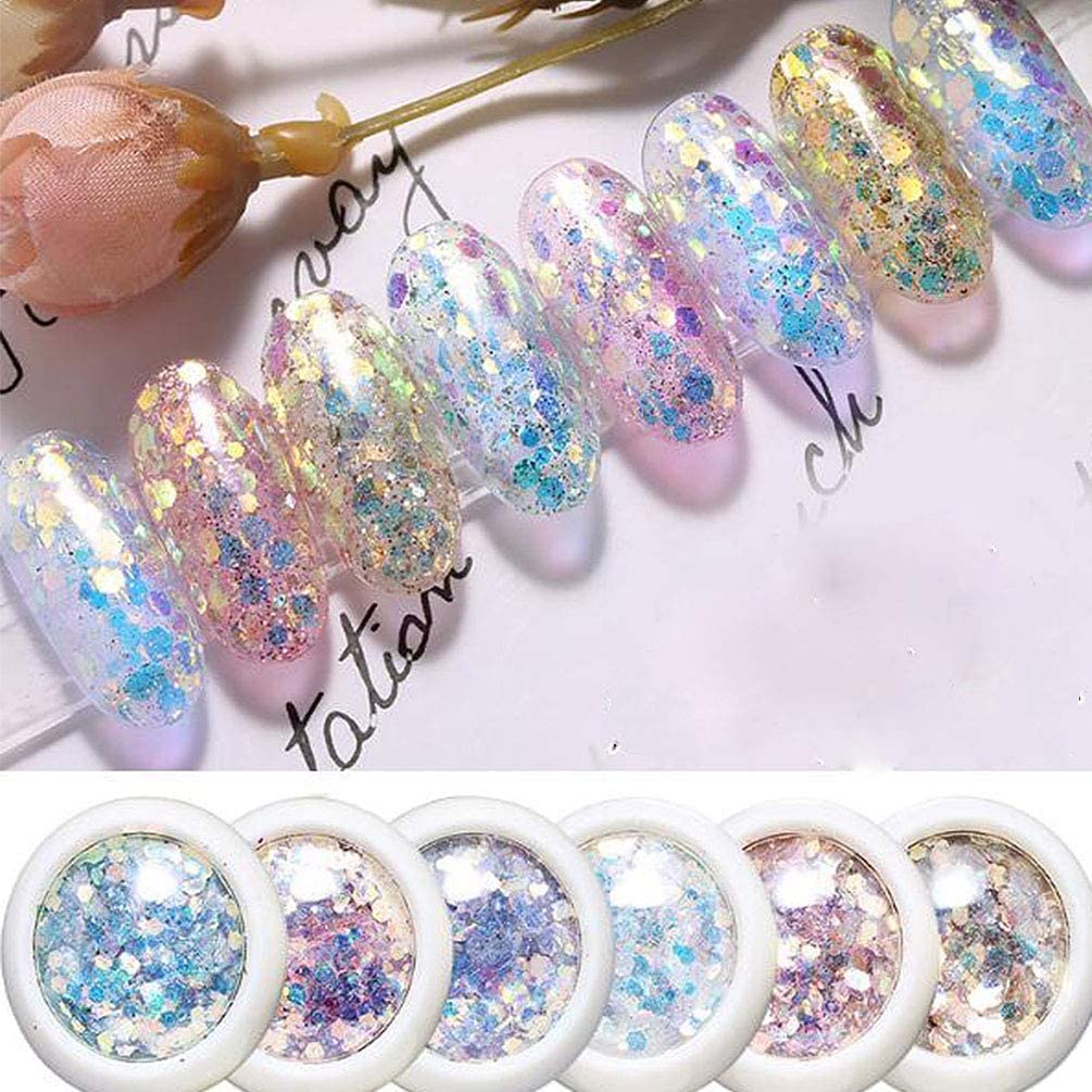 NAILWIND Nail Glitter Sequins Powder, Nail Decal Manicure for Nail Glitter Nail Polish Acrylic Nails 8 Pcs Nails Glitters Makeup Glitter Face Body Eye Hair Nails Festival Holographic - Image 3